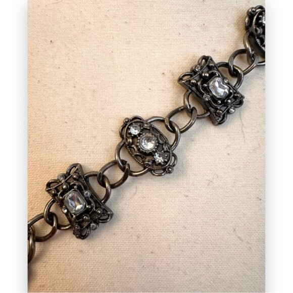 Vintage Women’s Gothic Victorian Style Pewter Chain Belt M to XXL 32” to 42”